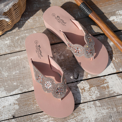 🔥Last Day Promotion 50% OFF - Women's Rhinestone Slope Heel Orthopaedic Sandals