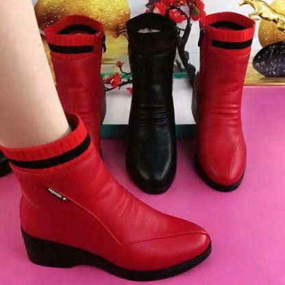 🔥Last Day Promotion 50% OFF - Women's Winter Warm Fleece Leather Ankle Boots