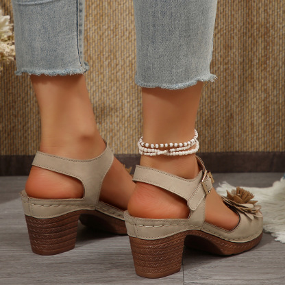 🔥Last Day Promotion 50% OFF - Women's Flower Embellished High Heel Orthopaedic Sandals