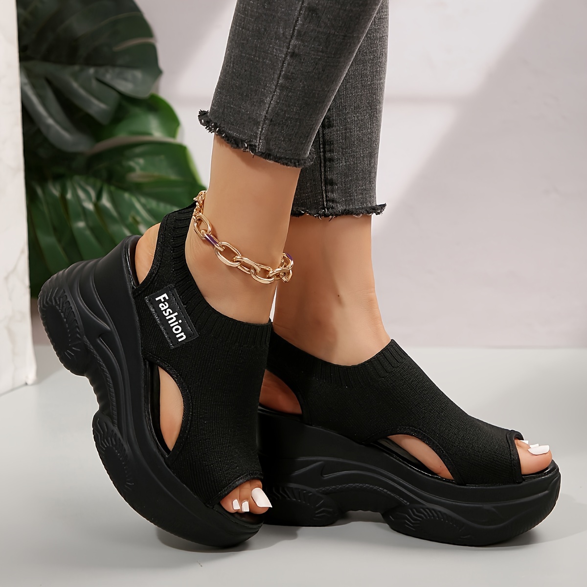 🔥Last Day Promotion 50% OFF - Women's Knitted Thickened Elastic Soft Sole Walking Sandals