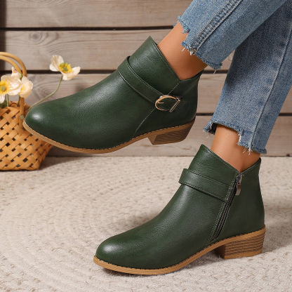 🔥Last Day Promotion 50% OFF - Women's Comfortable Chunky Heel Leather Ankle Boots