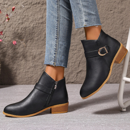 🔥Last Day Promotion 50% OFF - Women's Comfortable Chunky Heel Leather Ankle Boots