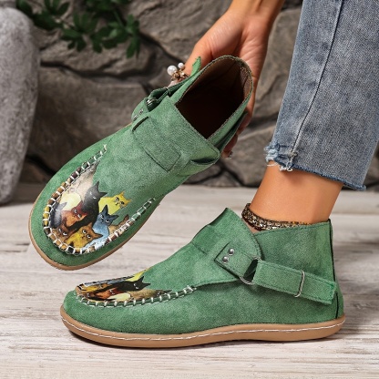 🔥Last Day 50% OFF - Women's Casual Slip-On Kitten-Print Orthopaedic Loafers - Wide Fit, Cushioned Sole Pain Relief