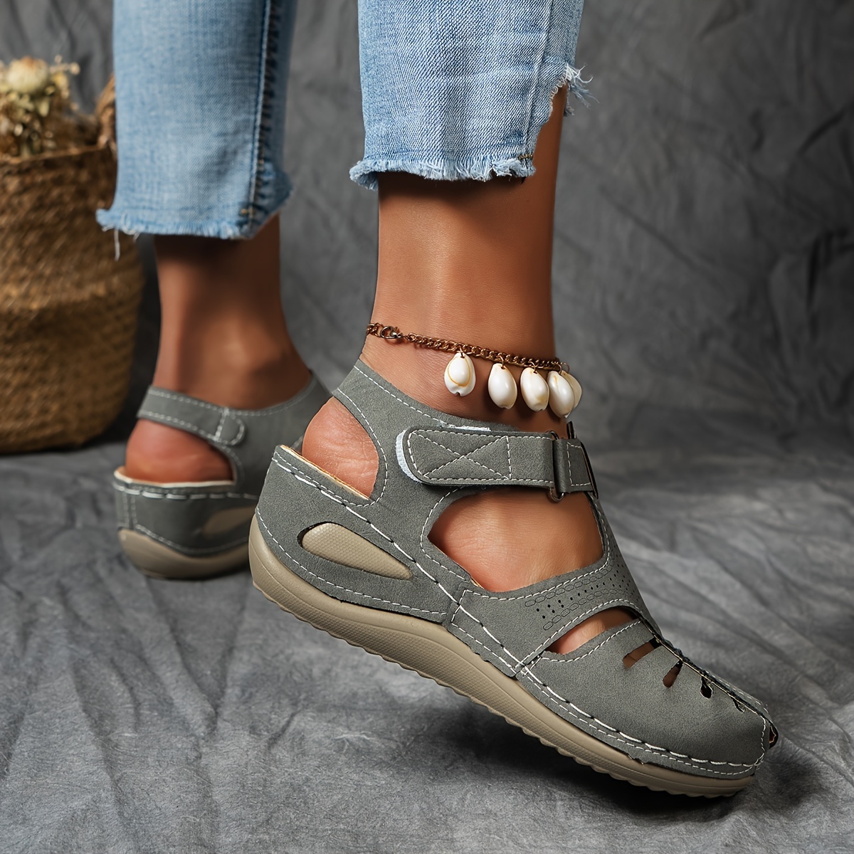 🔥Last Day Promotion 50% OFF - Women's Comfortable Cut-out Wedge Orthopaedic Sandals