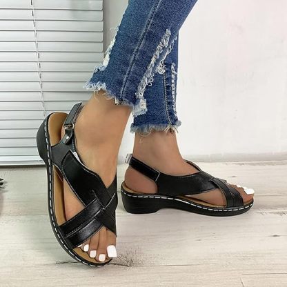 🔥Last Day Promotion 50% OFF - Women's Casual Slope Heel Orthopaedic Leather Sandals