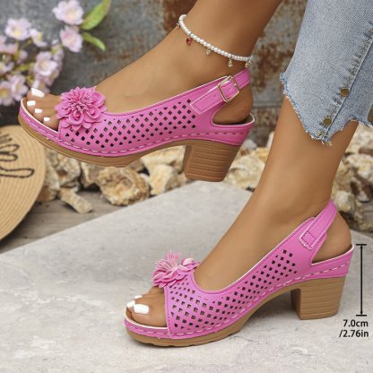 🔥Last Day Promotion 50% OFF - Women's Flower Block Heel Sandals