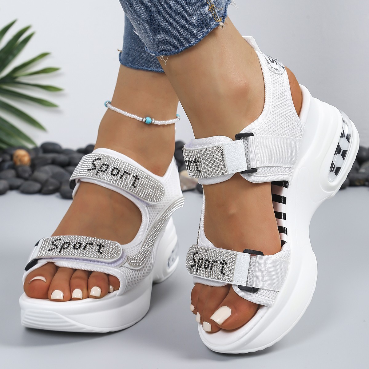 🔥Last Day Promotion 50% OFF - Women's Fashion Rhinestone Platform Orthopedic Sandals