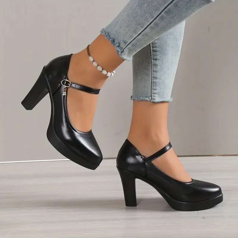 🔥Last Day Promotion 50% OFF - Women's Comfortable Fashion Chunky Leather High Heels