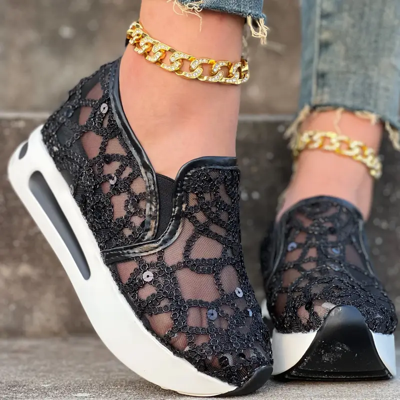 🔥Last Day Promotion 50% OFF - Women's Sequin Embellished Mesh Sneakers
