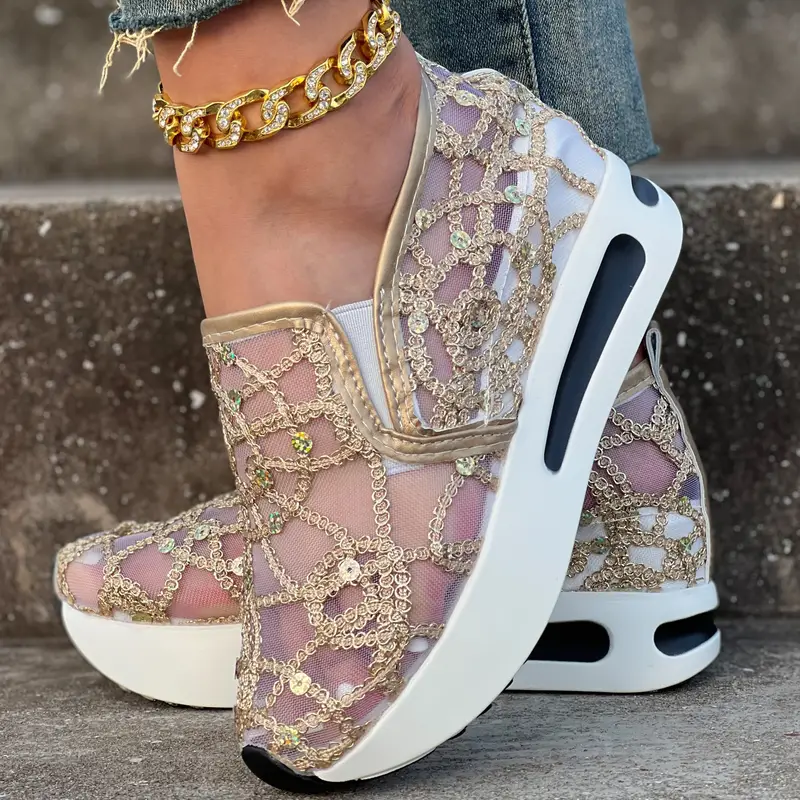 🔥Last Day Promotion 50% OFF - Women's Sequin Embellished Mesh Sneakers