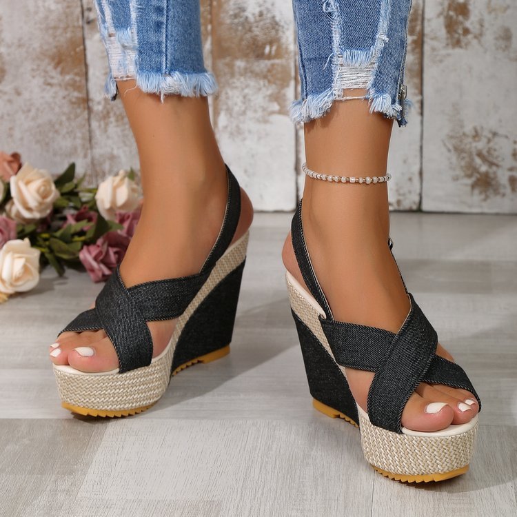 🔥Last Day Promotion 50% OFF - Women's New Denim Wedge Heel Orthopaedic Sandals
