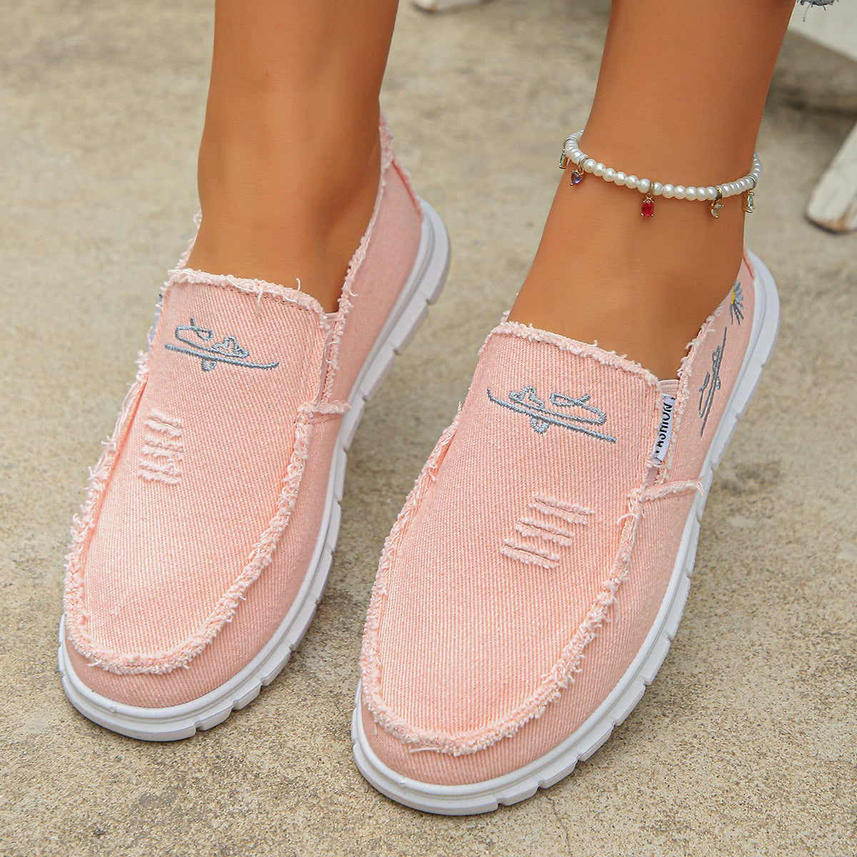 🔥Last Day Promotion 50% Off - Women's Orthopaedic Daisy Canvas Loafers | Ergonomic Wide-Fit Slip-On Shoes with Arch Support