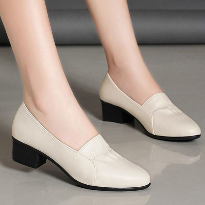 🔥Last Day Promotion 50% OFF - Women's Trendy Non-slip Soft Sole Short Heeled Leather Shoes