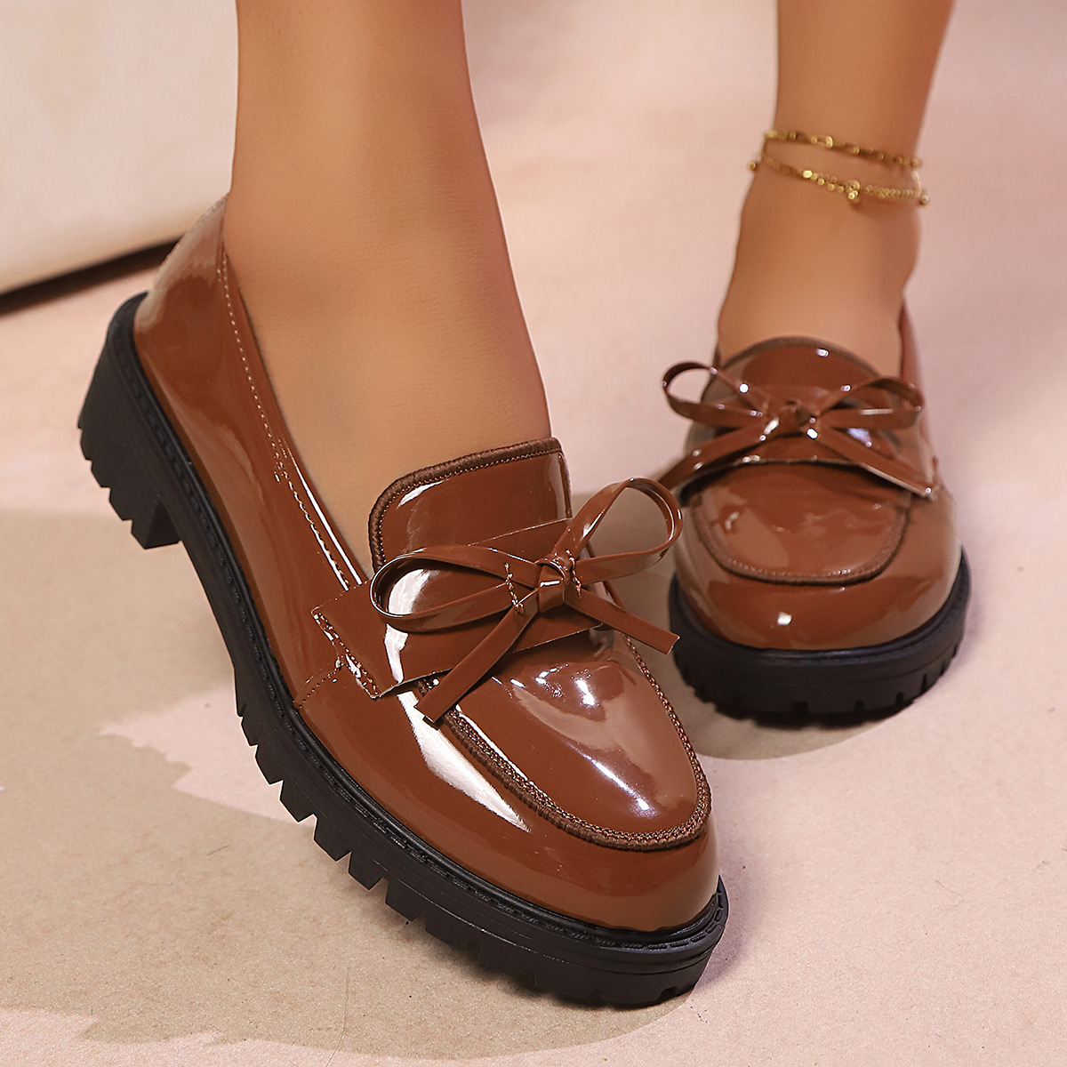 🔥Last Day Promotion 50% OFF - Women's Fashion Chunky Heel Slip-On Leather Loafers