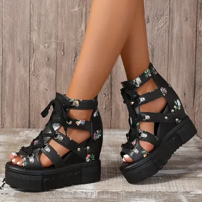 🔥Last Day Promotion 50% OFF - Women's Floral Vintage Wedge Sandals