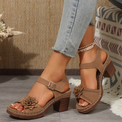 🔥Last Day Promotion 50% OFF - Women's Flower Embellished High Heel Orthopaedic Sandals