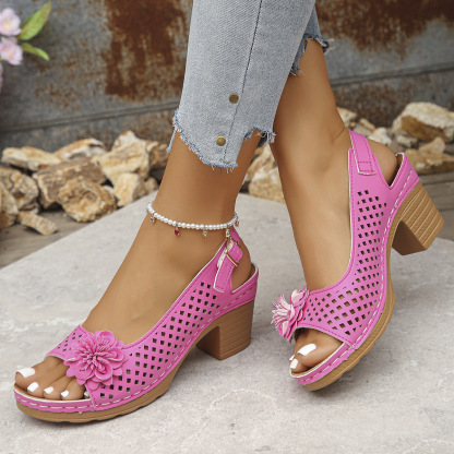 🔥Last Day Promotion 50% OFF - Women's Flower Block Heel Sandals
