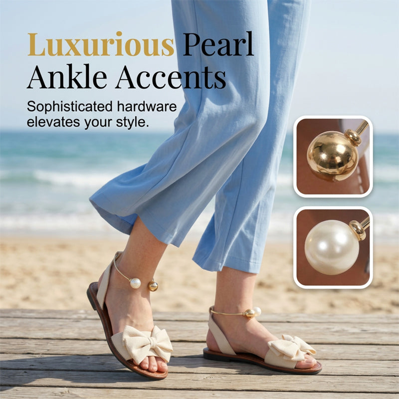 🔥Last Day Promotion 50% OFF - Women's Stylish Pearl Ankle Strap Sandals
