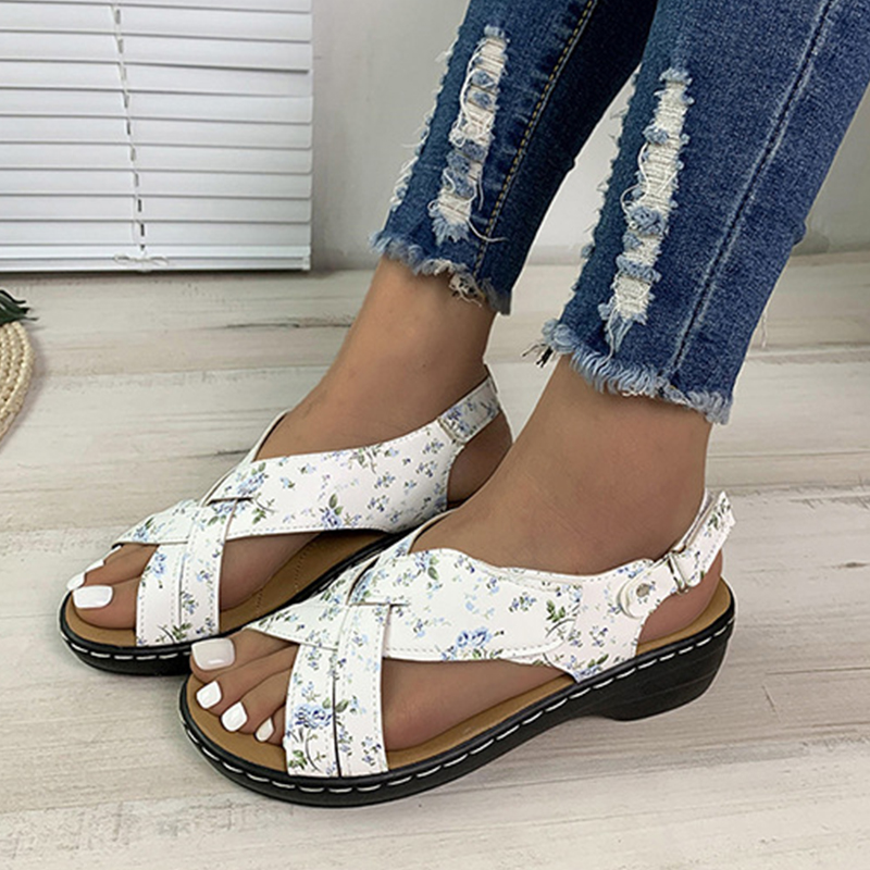 🔥Last Day Promotion 50% OFF - Women's Casual Slope Heel Orthopaedic Leather Sandals