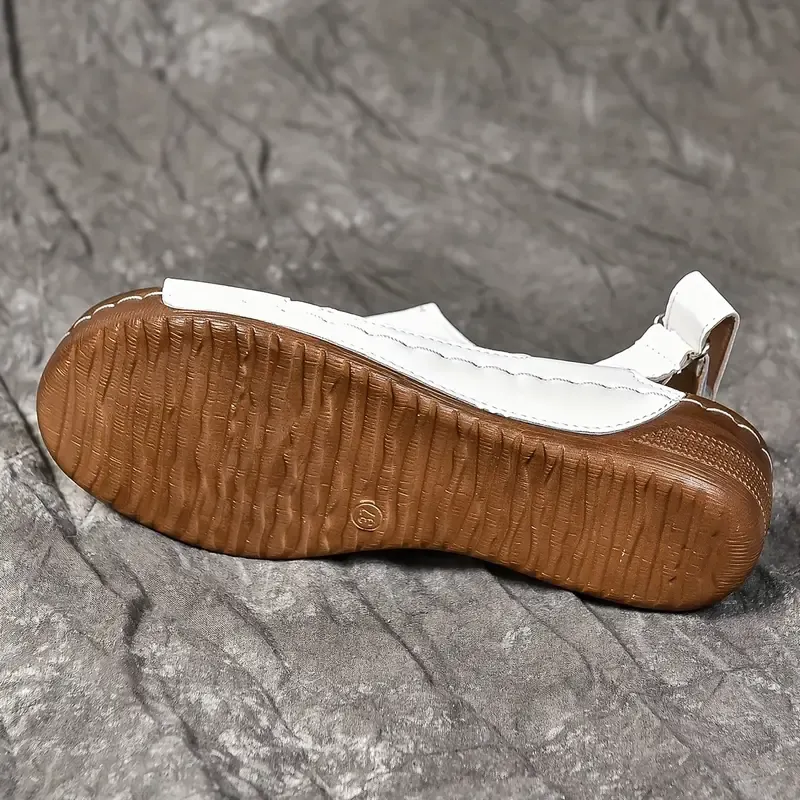 🔥Last Day Promotion 50% OFF - Women's Solid Colour Wedge Heel Leather Sandals