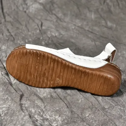 🔥Last Day Promotion 50% OFF - Women's Solid Colour Wedge Heel Leather Sandals