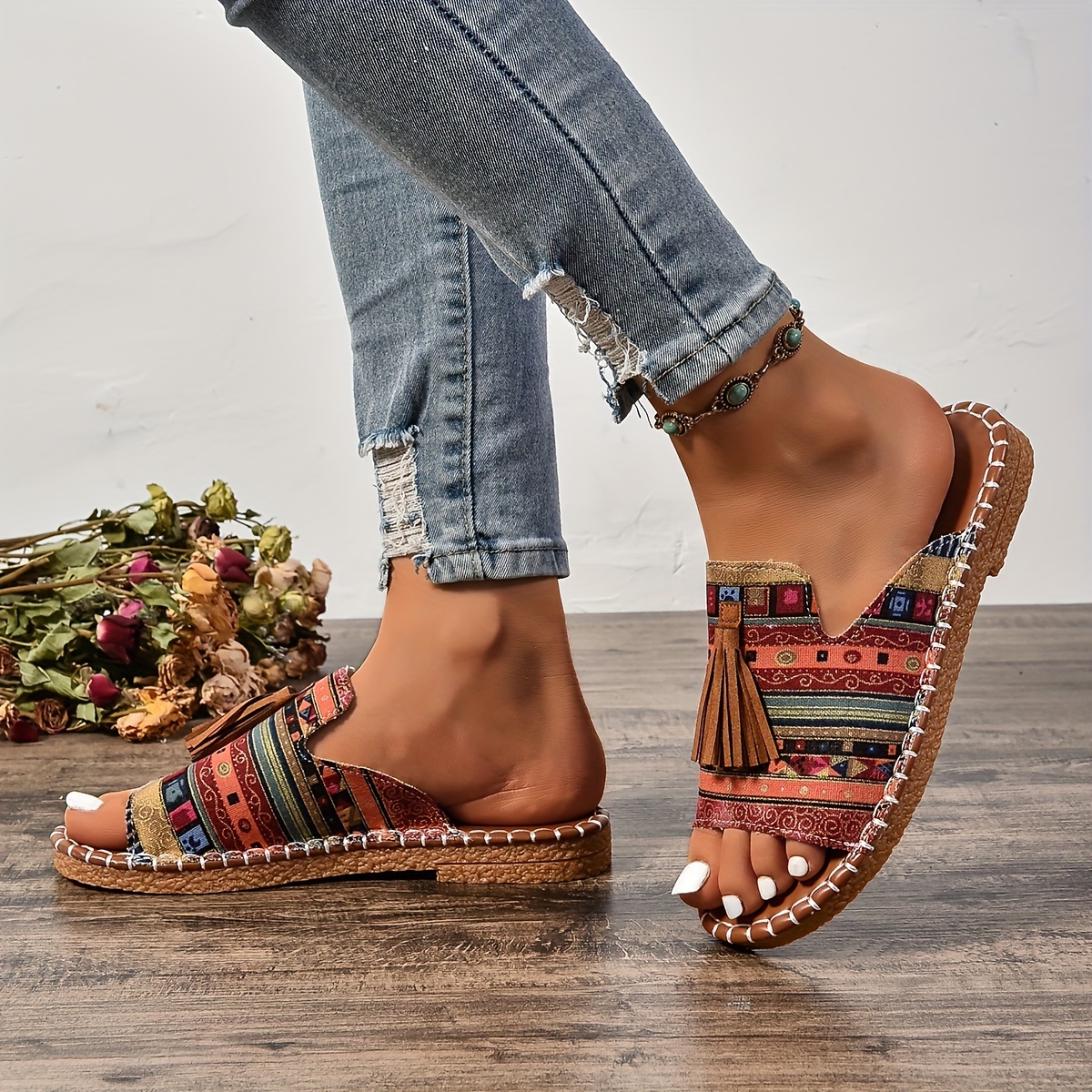 🔥Last Day Promotion 50% OFF - Women's Comfortable Tassel Flat Sandals
