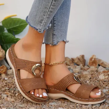 🔥Last Day Promotion 50% OFF - Women's Casual Breathable Leather Orthopaedic Platform Sandals (Buy 2 Free Shipping)