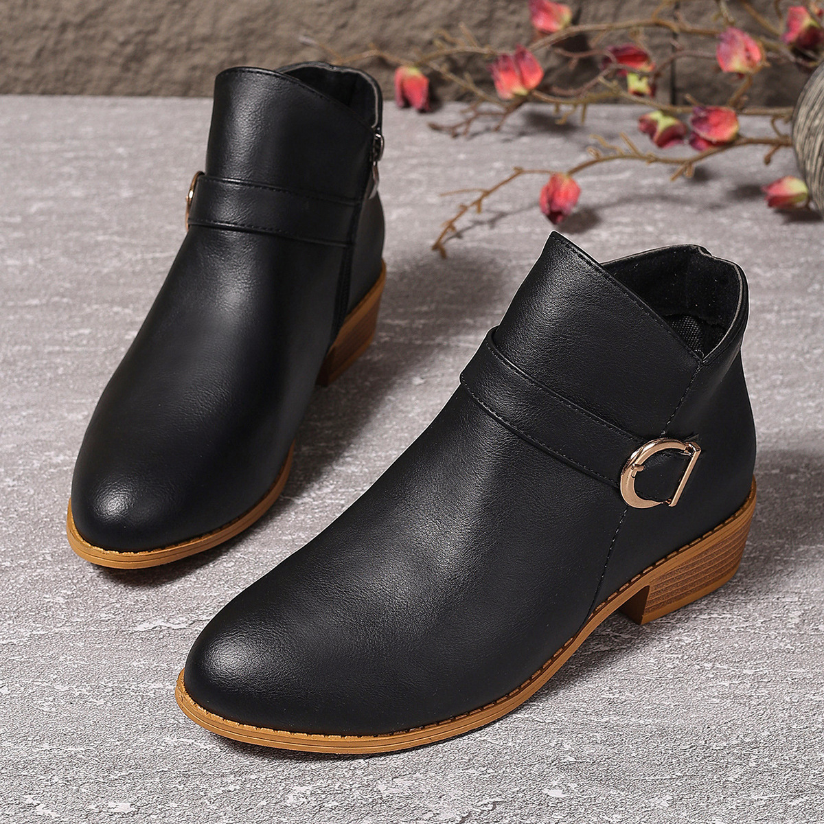 🔥Last Day Promotion 50% OFF - Women's Comfortable Chunky Heel Leather Ankle Boots