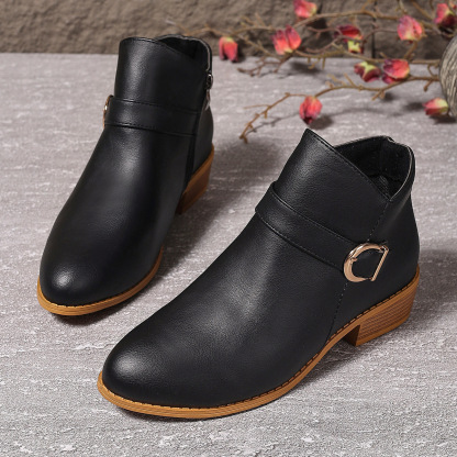 🔥Last Day Promotion 50% OFF - Women's Comfortable Chunky Heel Leather Ankle Boots