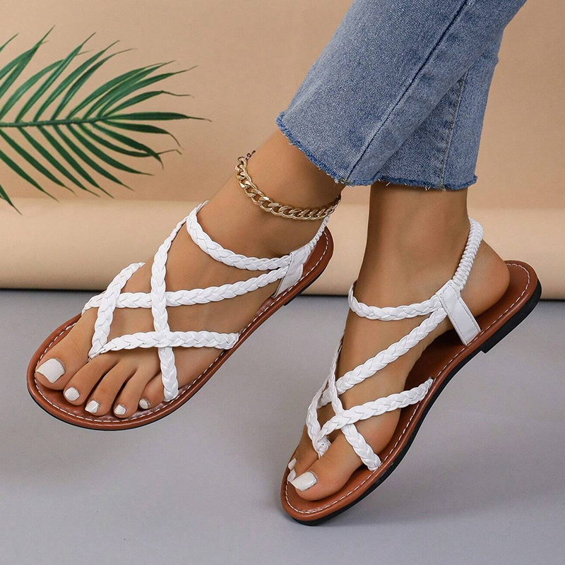 🔥Last Day Promotion 50% OFF - Women's Leather Woven Flat Sandals