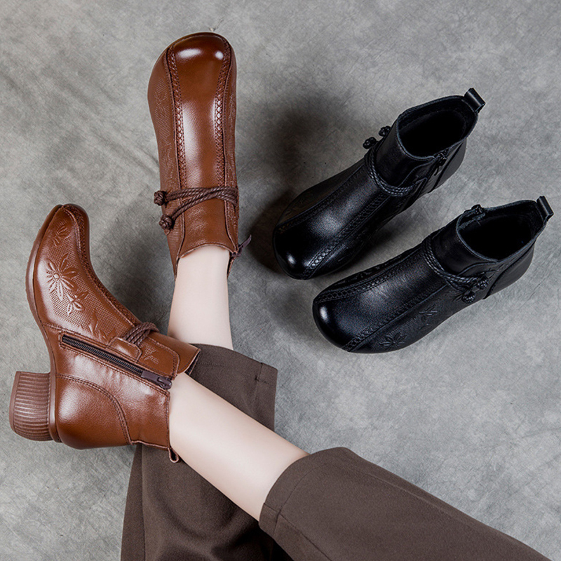 🔥Last Day Promotion 50% OFF - Women's Comfortable Warm Handcrafted Leather Ankle Boots