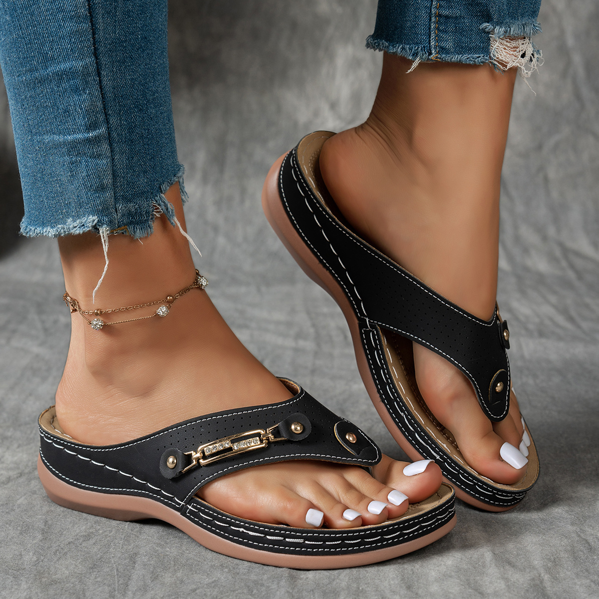 🔥Last Day Promotion 50% OFF - Women's Fashion Wedge Sandals - With Arch Support