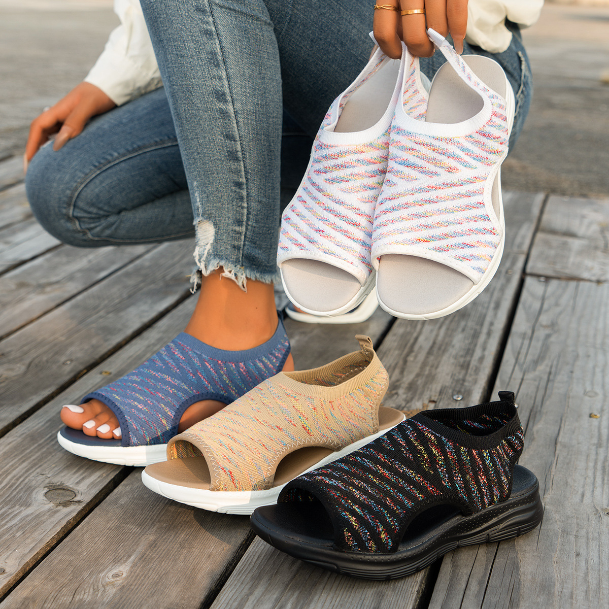 🔥Last Day Promotion 50% OFF - Women’s Fashionable Open-Toe Wedge Orthopaedic Sandals