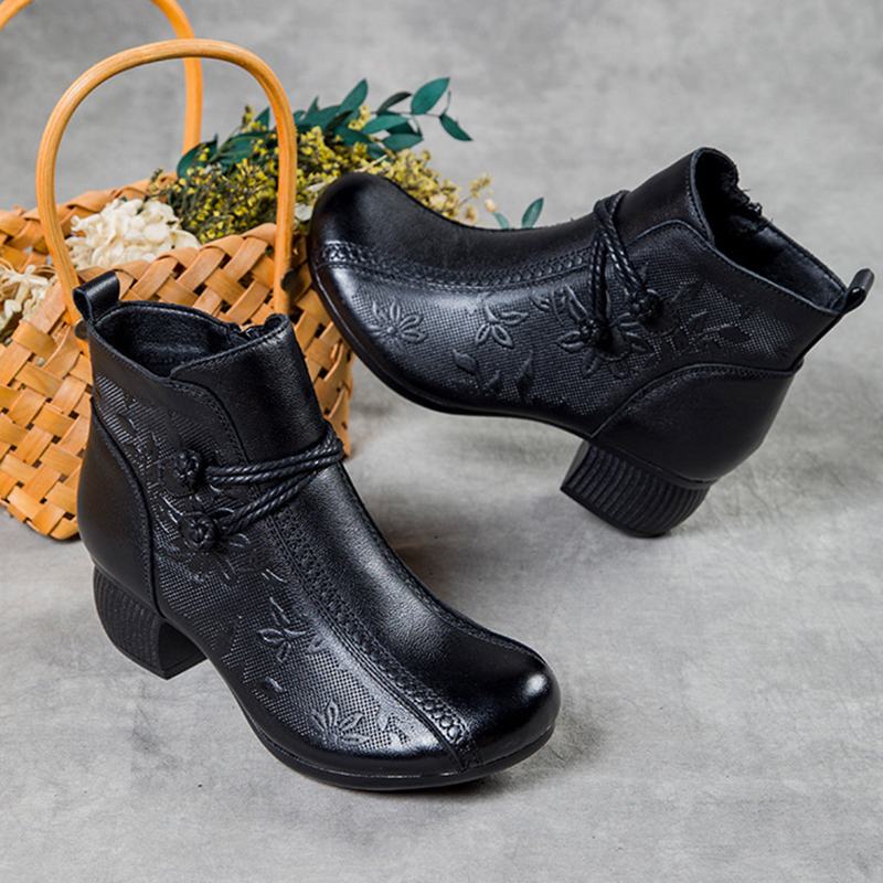 🔥Last Day Promotion 50% OFF - Women's Comfortable Warm Handcrafted Leather Ankle Boots