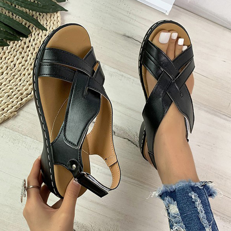 🔥Last Day Promotion 50% OFF - Women's Casual Slope Heel Orthopaedic Leather Sandals