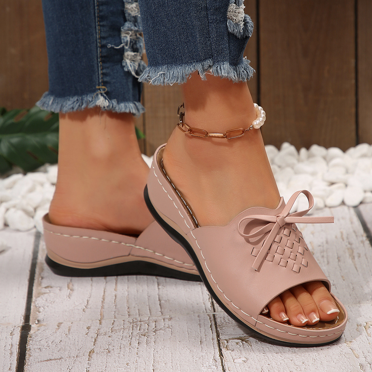 🔥Last Day Promotion 50% OFF - Women’s Fashionable Orthopaedic Leather Wedge Sandals