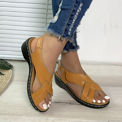 🔥Last Day Promotion 50% OFF - Women's Casual Slope Heel Orthopaedic Leather Sandals