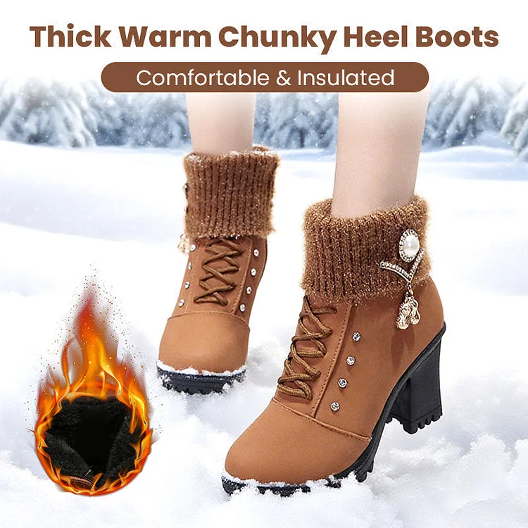 🔥Last Day Promotion 50% OFF - Women's Thick Warm Chunky Heel Boots