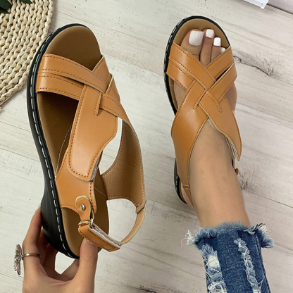 🔥Last Day Promotion 50% OFF - Women's Casual Slope Heel Orthopaedic Leather Sandals