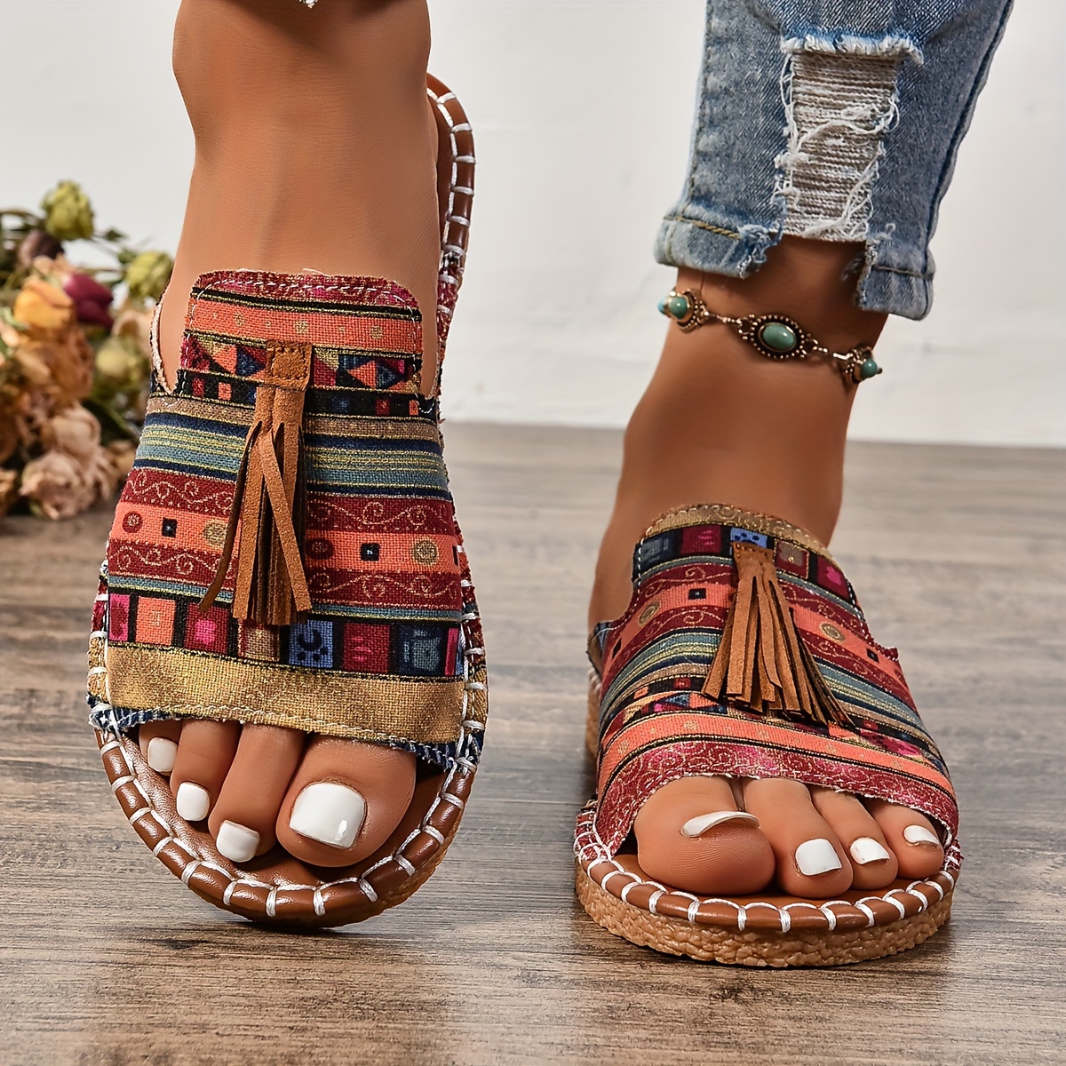 🔥Last Day Promotion 50% OFF - Women's Comfortable Tassel Flat Sandals