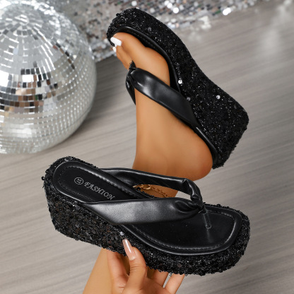 🔥Last Day Promotion 50% OFF - Women's Fashion Sequined Platform Orthopaedic Sandals