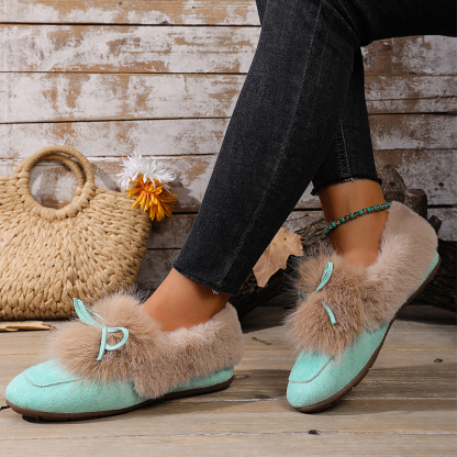 🔥Last Day Promotion 50% OFF - Women's Warm Plush Bow Casual Shoes