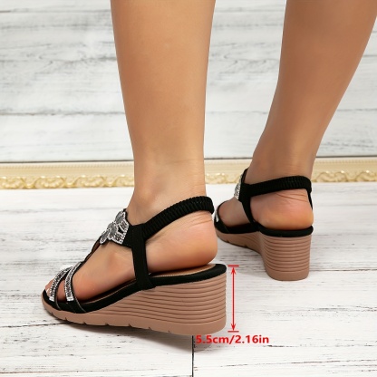 🔥Last Day Promotion 50% OFF - Women's Rhinestone Wedge Sandals