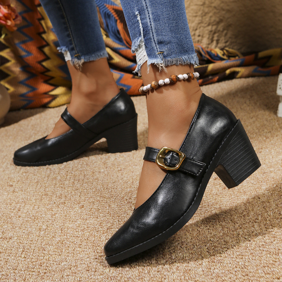 🔥Last Day Promotion 50% OFF - Women's Comfortable Chunky Heel Leather Shoes