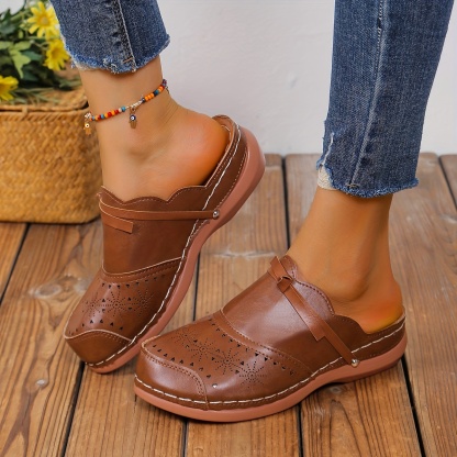 🔥Last Day Promotion 50% OFF - Women's Comfortable Slope Heel Orthopaedic Leather Sandals