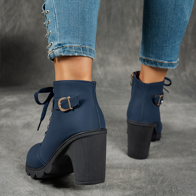 🔥Last Day Promotion 50% OFF - Women's Side-Zip Mid-Heel Leather Ankle Boots