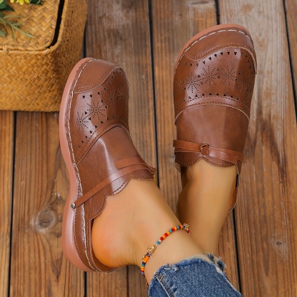 🔥Last Day Promotion 50% OFF - Women's Comfortable Slope Heel Orthopaedic Leather Sandals