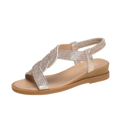 🔥Last Day Promotion 50% OFF - Women's Trendy Rhinestone Slope Heel Orthopaedic Sandals