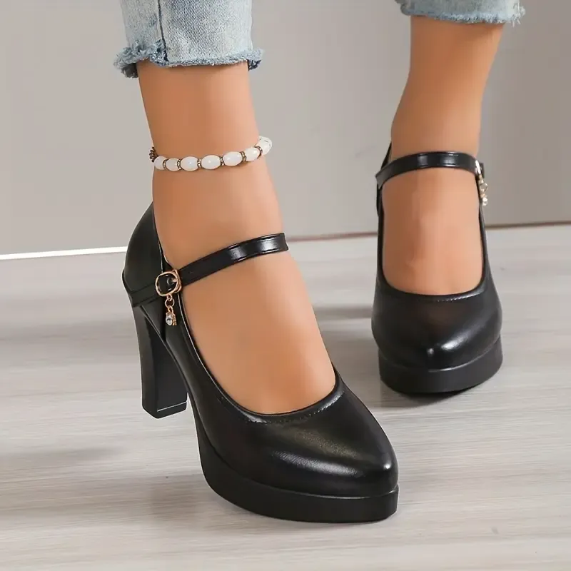 🔥Last Day Promotion 50% OFF - Women's Comfortable Fashion Chunky Leather High Heels