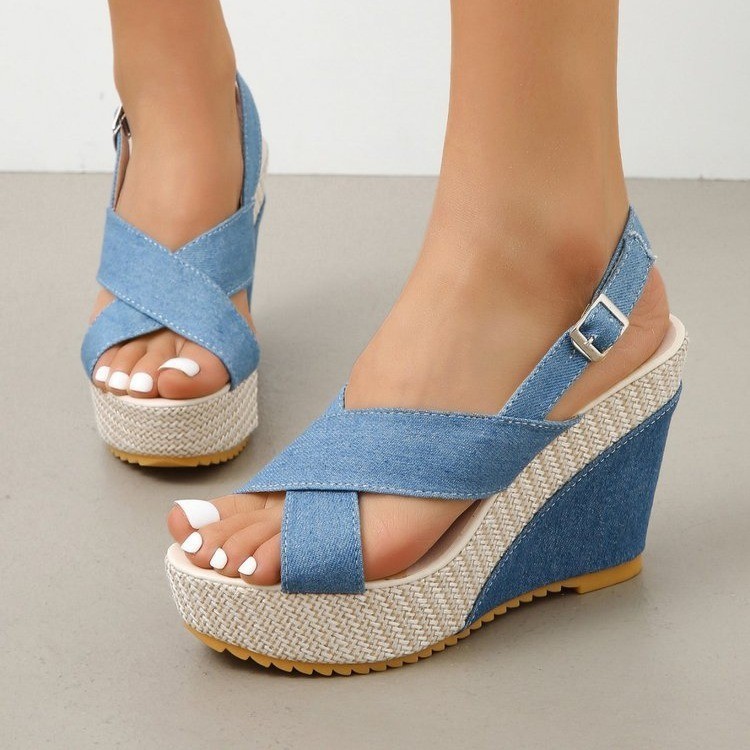 🔥Last Day Promotion 50% OFF - Women's New Denim Wedge Heel Orthopaedic Sandals